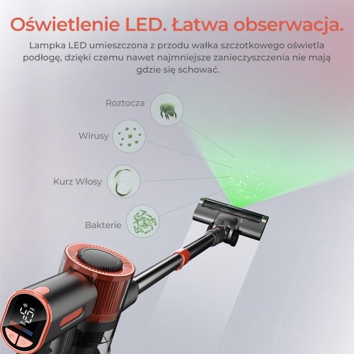 JIGOO C200 Odkurzacz bezprzewodowy  - moc ssania 23KPa, 350W, 2.2kg, pojemność 1,2 l, 5-stopniowa filtracja, 40min pracy czas 2