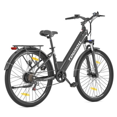 Touroll J1 ST Rower elektryczny trekkingowy, silnik 250 W i akumulator 15,6 Ah, zasięg 100 km – Czarny