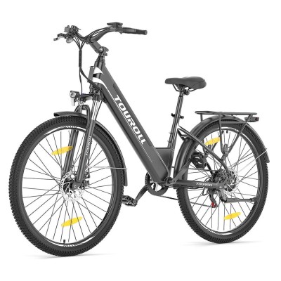 Touroll J1 ST Rower elektryczny trekkingowy, silnik 250 W i akumulator 15,6 Ah, zasięg 100 km – Czarny