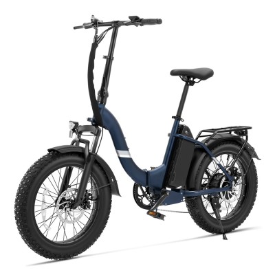 Touroll S2 Rower elektryczny z niską ramą, opony terenowe typu fat o średnicy 4,0 cali, zasięg 150 km – Niebieski