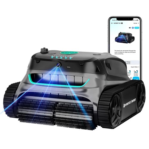 WYBOT S2 Vision bezprzewodowy robot do czyszczenia basenów, uczenie AI z nawigacją kamerą wizyjną – Czarny