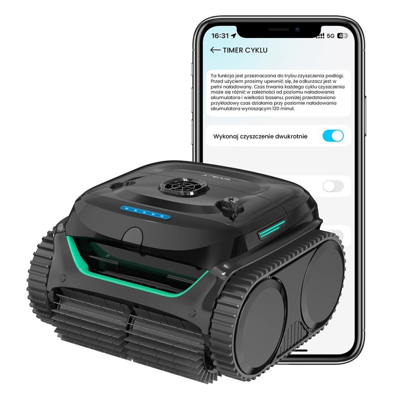 WYBOT C2 Bezprzewodowy robot do czyszczenia basenów, czyszczenie ścian i linii wody - Czarny+Zielony