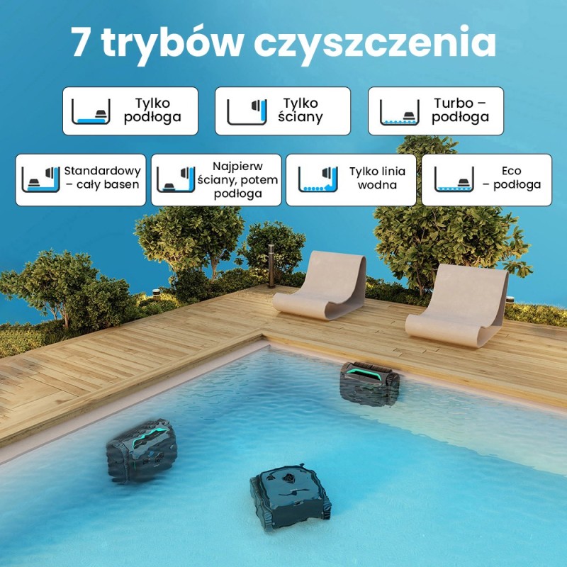 WYBOT C2 Bezprzewodowy robot do czyszczenia basenów, czyszczenie ścian i linii wody - Czarny+Zielony