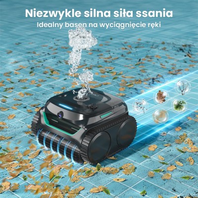WYBOT C2 Vision Bezprzewodowy robot do czyszczenia basenów, wykrywanie śmieci kamerą AI - Czarny+Zielony