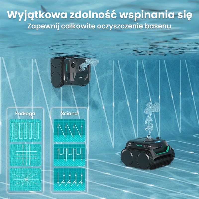 WYBOT C2 Vision Bezprzewodowy robot do czyszczenia basenów, wykrywanie śmieci kamerą AI - Czarny+Zielony