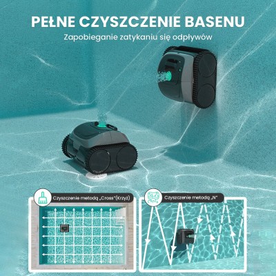 Bezprzewodowy robot do czyszczenia basenów WYBOT C1, 150 minut czasu pracy, wspinanie się po ścianach - Szaro-zielony