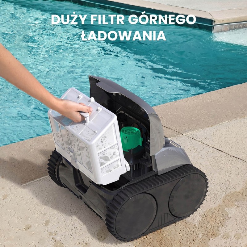 Bezprzewodowy robot do czyszczenia basenów WYBOT C1, 150 minut czasu pracy, wspinanie się po ścianach - Szaro-zielony