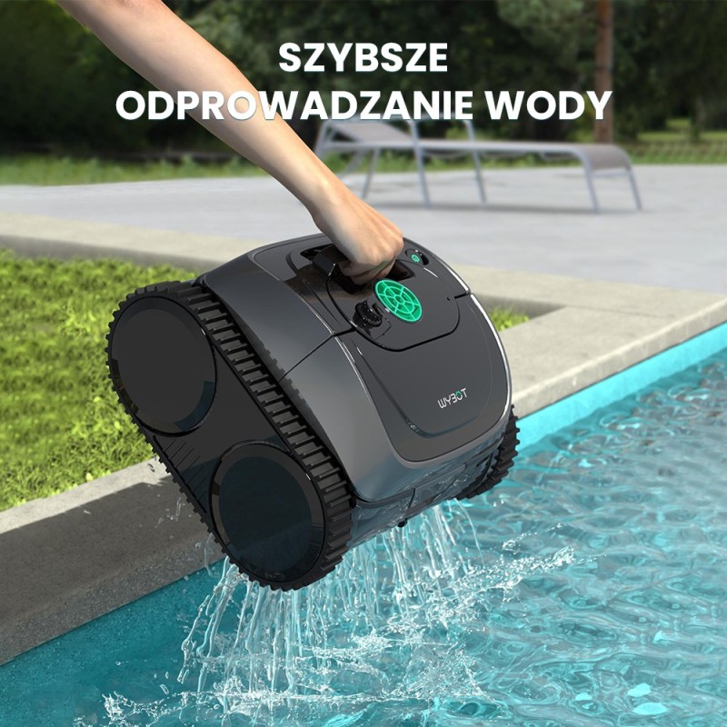 Bezprzewodowy robot do czyszczenia basenów WYBOT C1, 150 minut czasu pracy, wspinanie się po ścianach - Szaro-zielony