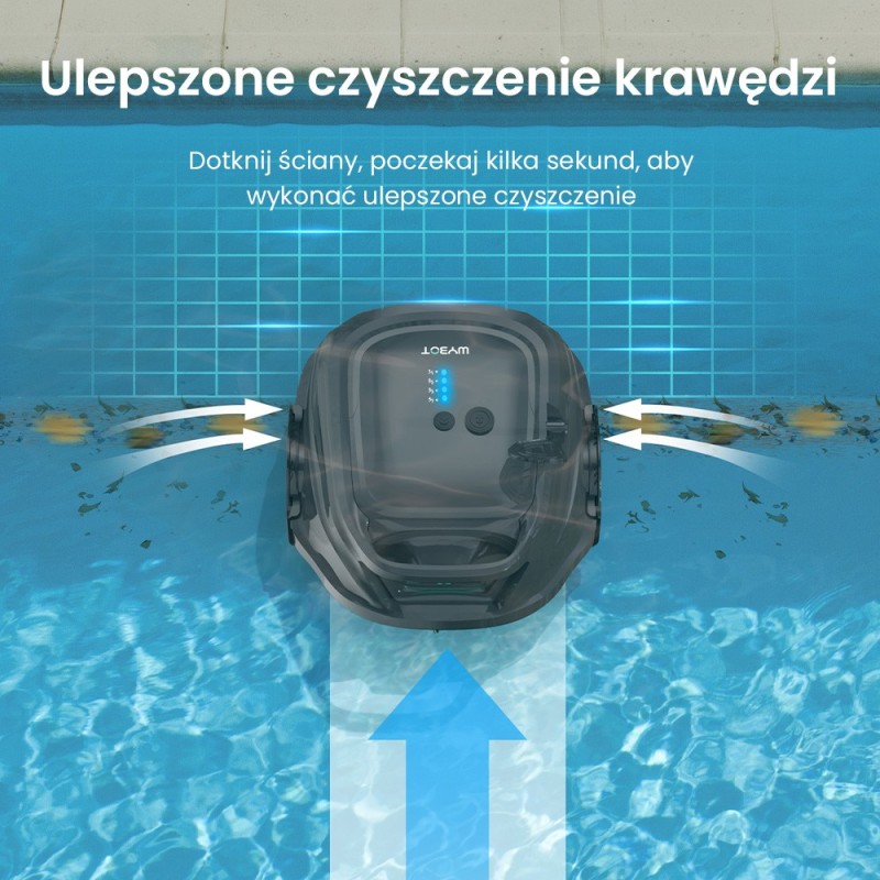 WYBOT A1 Bezprzewodowy robot odkurzający do basenów, dwuwarstwowy system filtracji, czas pracy 120 minut – Czarny