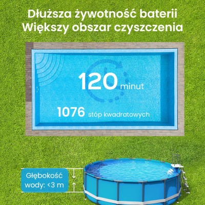 WYBOT A1 Bezprzewodowy robot odkurzający do basenów, dwuwarstwowy system filtracji, czas pracy 120 minut – Czarny