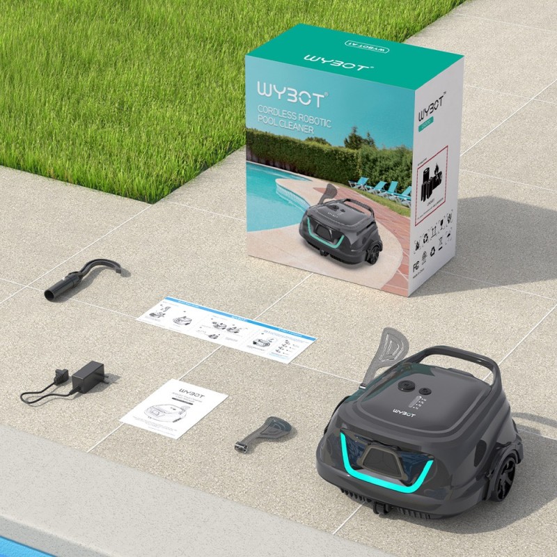 WYBOT A1 Bezprzewodowy robot odkurzający do basenów, dwuwarstwowy system filtracji, czas pracy 120 minut – Czarny