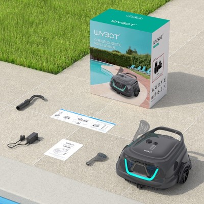 WYBOT A1 Bezprzewodowy robot odkurzający do basenów, dwuwarstwowy system filtracji, czas pracy 120 minut – Czarny
