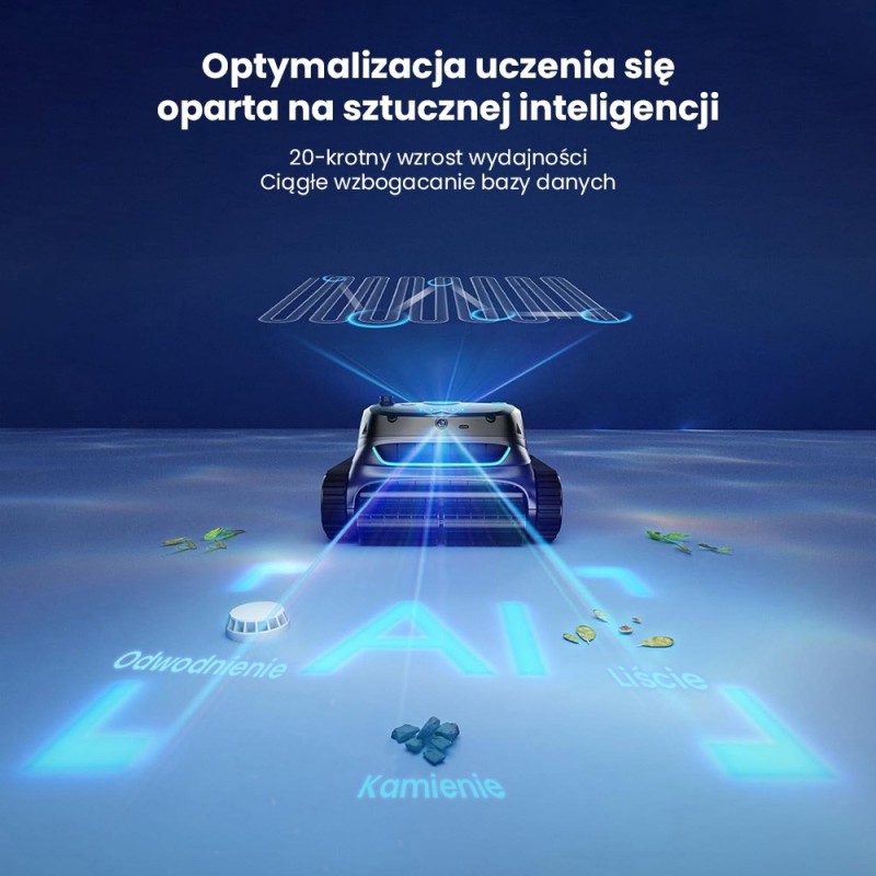 WYBOT S2 Vision bezprzewodowy robot do czyszczenia basenów, uczenie AI z nawigacją kamerą wizyjną – Czarny
