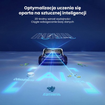 WYBOT S2 Vision bezprzewodowy robot do czyszczenia basenów, uczenie AI z nawigacją kamerą wizyjną – Czarny