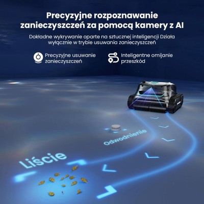 WYBOT S2 Vision bezprzewodowy robot do czyszczenia basenów, uczenie AI z nawigacją kamerą wizyjną – Czarny