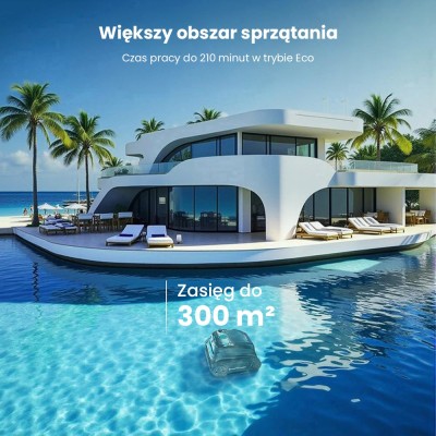 WYBOT S2 Vision bezprzewodowy robot do czyszczenia basenów, uczenie AI z nawigacją kamerą wizyjną – Czarny