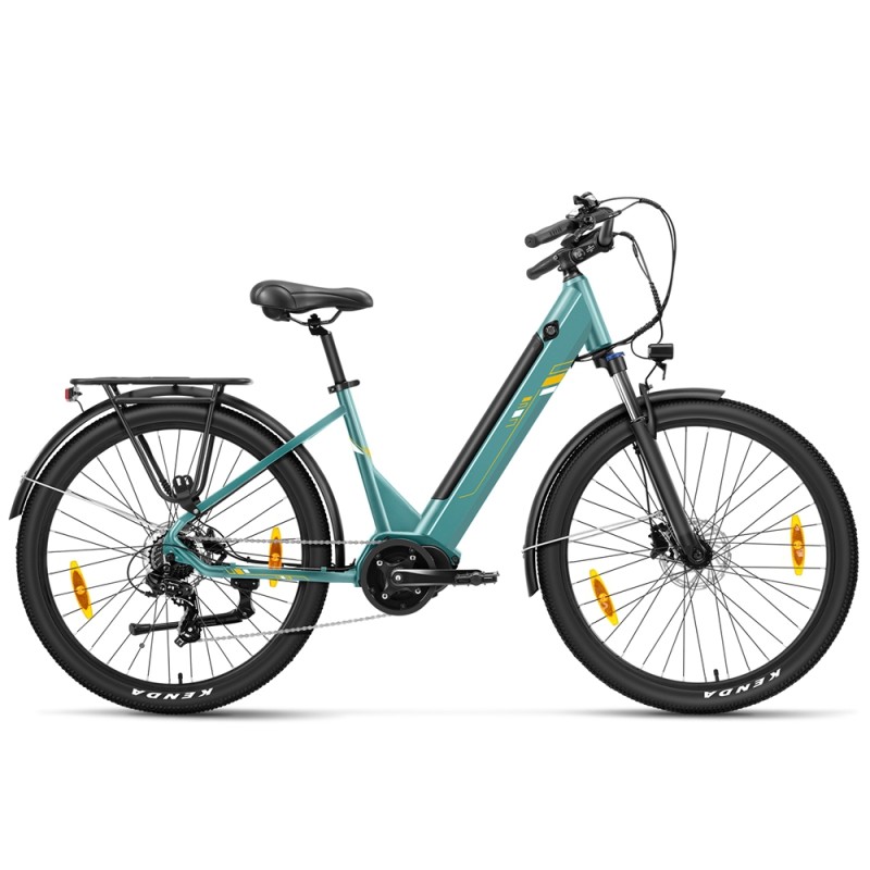 Touroll Urbano 3 Rower elektryczny, silnik o średnim momencie obrotowym 70 Nm, zasięg 120 km - Turkusowy