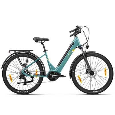 Touroll Urbano 3 Rower elektryczny, silnik o średnim momencie obrotowym 70 Nm, zasięg 120 km - Turkusowy