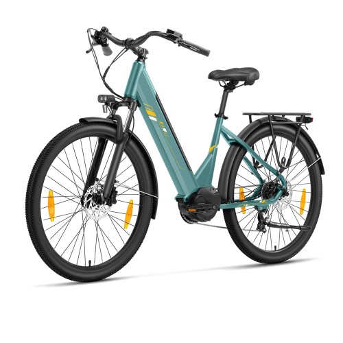 Touroll Urbano 3 Rower elektryczny, silnik o średnim momencie obrotowym 70 Nm, zasięg 120 km - Turkusowy