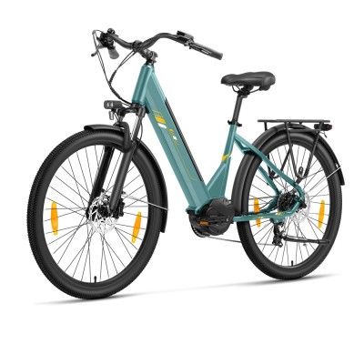Touroll Urbano 3 Rower elektryczny, silnik o średnim momencie obrotowym 70 Nm, zasięg 120 km - Turkusowy