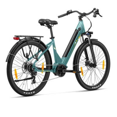 Touroll Urbano 3 Rower elektryczny, silnik o średnim momencie obrotowym 70 Nm, zasięg 120 km - Turkusowy