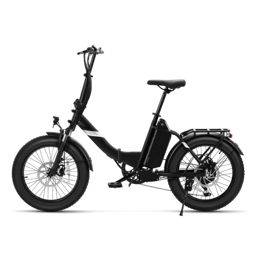 Touroll S3 Rower elektryczny z niską ramą i grubymi oponami, składana rama, opony 20" x 3,0", akumulator 36 V 13 Ah - Czarny
