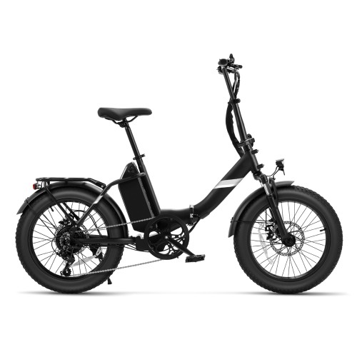 Touroll S3 Rower elektryczny z niską ramą i grubymi oponami, składana rama, opony 20" x 3,0", akumulator 36 V 13 Ah - Czarny 2