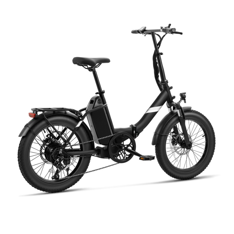 Touroll S3 Rower elektryczny z niską ramą i grubymi oponami, składana rama, opony 20" x 3,0", akumulator 36 V 13 Ah - Czarny