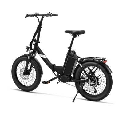 Touroll S3 Rower elektryczny z niską ramą i grubymi oponami, składana rama, opony 20" x 3,0", akumulator 36 V 13 Ah - Czarny