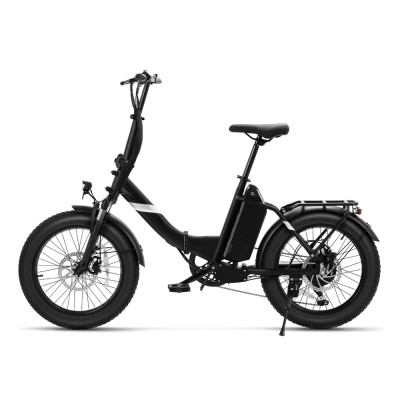 Touroll S3 Rower elektryczny z niską ramą i grubymi oponami, składana rama, opony 20" x 3,0", akumulator 36 V 13 Ah - Czarny