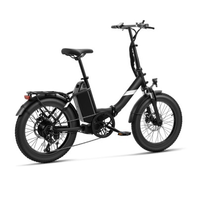 Touroll S3 Rower elektryczny z niską ramą i grubymi oponami, składana rama, opony 20" x 3,0", akumulator 36 V 13 Ah - Czarny
