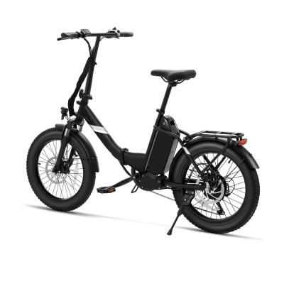 Touroll S3 Rower elektryczny z niską ramą i grubymi oponami, składana rama, opony 20" x 3,0", akumulator 36 V 13 Ah - Czarny