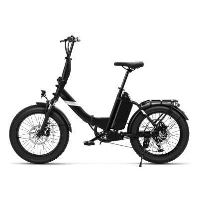 Touroll S3 Rower elektryczny z niską ramą i grubymi oponami, składana rama, opony 20" x 3,0", akumulator 36 V 13 Ah - Czarny