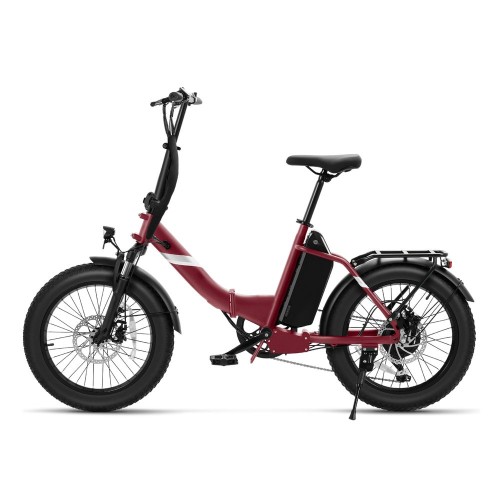 Touroll S3 Rower elektryczny z niską ramą i grubymi oponami, składana rama, opony 20" x 3,0", akumulator 36 V 13 Ah - Czerwony