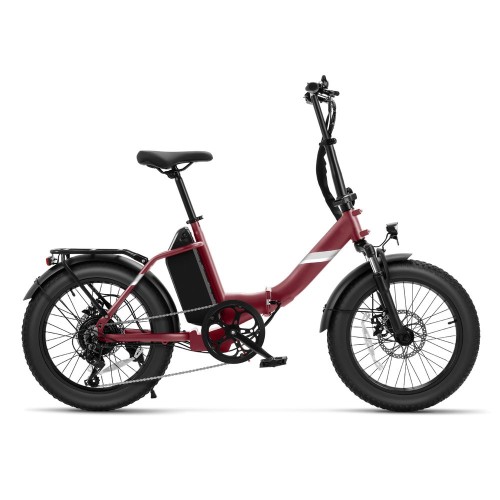 Touroll S3 Rower elektryczny z niską ramą i grubymi oponami, składana rama, opony 20" x 3,0", akumulator 36 V 13 Ah - Czerwony 2