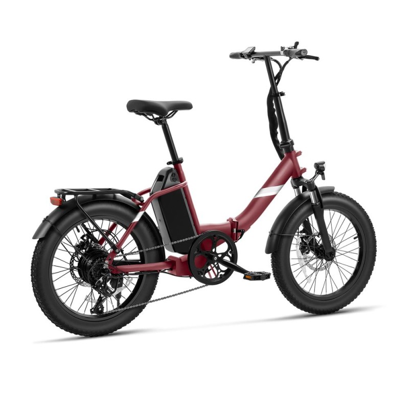 Touroll S3 Rower elektryczny z niską ramą i grubymi oponami, składana rama, opony 20" x 3,0", akumulator 36 V 13 Ah - Czerwony