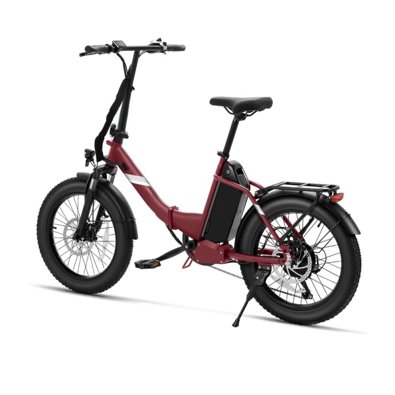 Touroll S3 Rower elektryczny z niską ramą i grubymi oponami, składana rama, opony 20" x 3,0", akumulator 36 V 13 Ah - Czerwony