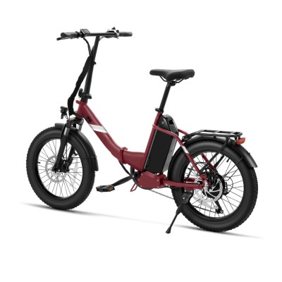 Touroll S3 Rower elektryczny z niską ramą i grubymi oponami, składana rama, opony 20" x 3,0", akumulator 36 V 13 Ah - Czerwony