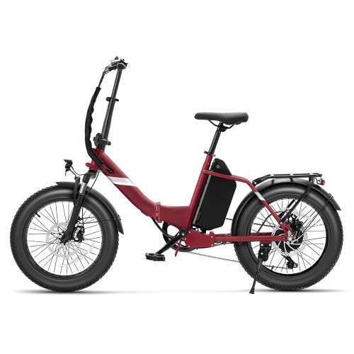 Touroll S3 Pro Rower elektryczny z niską ramą, 20-calowe opony typu fat, akumulator 48 V 27 Ah, zasięg 195 km – Czerwony