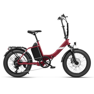 Touroll S3 Pro Rower elektryczny z niską ramą, 20-calowe opony typu fat, akumulator 48 V 27 Ah, zasięg 195 km – Czerwony