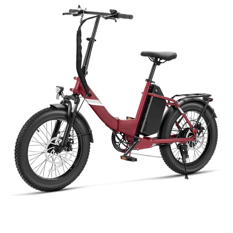 Touroll S3 Pro Rower elektryczny z niską ramą, 20-calowe opony typu fat, akumulator 48 V 27 Ah, zasięg 195 km – Czerwony