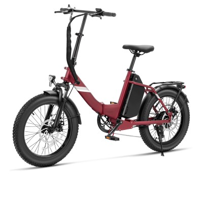 Touroll S3 Pro Rower elektryczny z niską ramą, 20-calowe opony typu fat, akumulator 48 V 27 Ah, zasięg 195 km – Czerwony