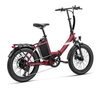 Touroll S3 Pro Rower elektryczny z niską ramą, 20-calowe opony typu fat, akumulator 48 V 27 Ah, zasięg 195 km – Czerwony