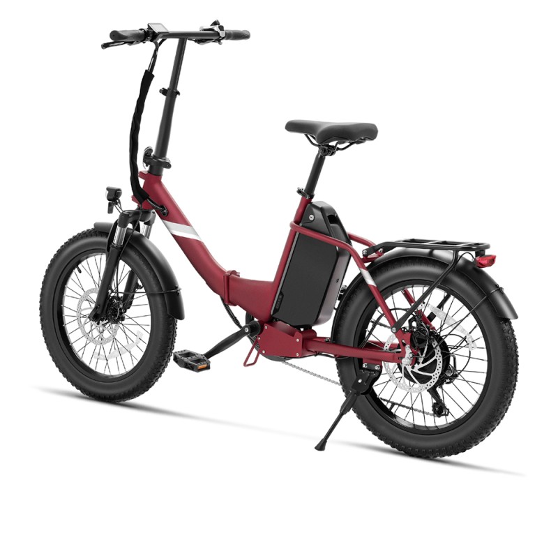 Touroll S3 Pro Rower elektryczny z niską ramą, 20-calowe opony typu fat, akumulator 48 V 27 Ah, zasięg 195 km – Czerwony