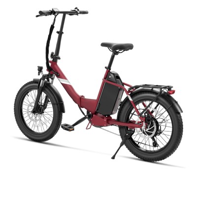 Touroll S3 Pro Rower elektryczny z niską ramą, 20-calowe opony typu fat, akumulator 48 V 27 Ah, zasięg 195 km – Czerwony