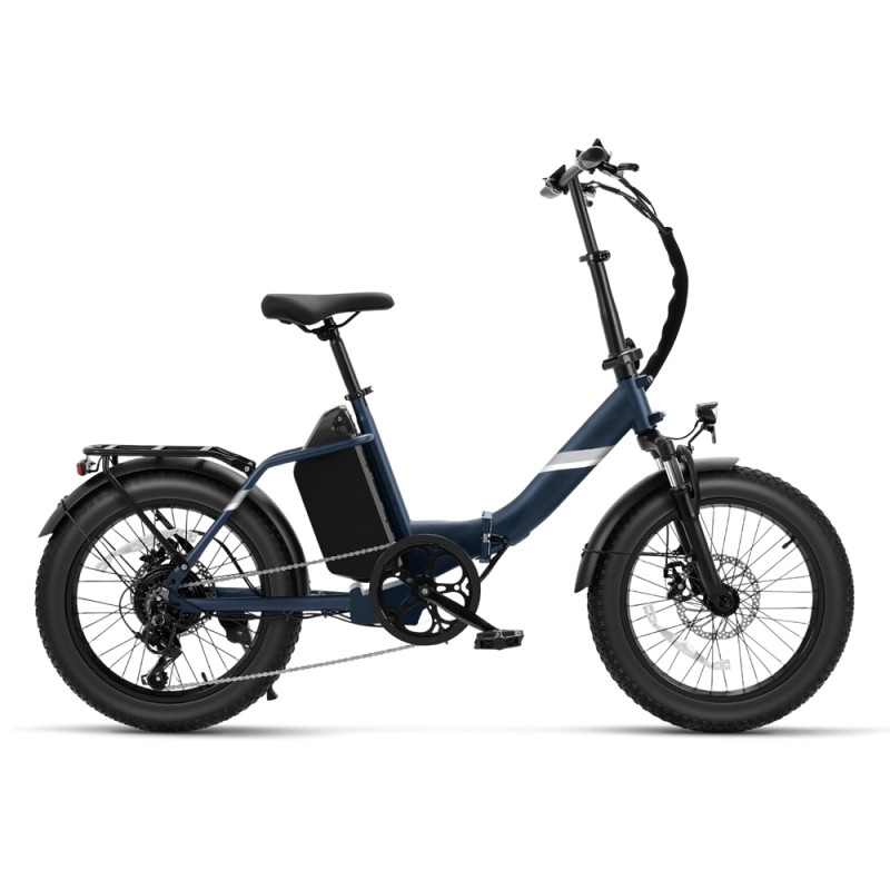 Touroll S3 Pro Rower elektryczny z niską ramą, 20-calowe opony typu fat, akumulator 48 V 27 Ah, zasięg 195 km – Niebieski