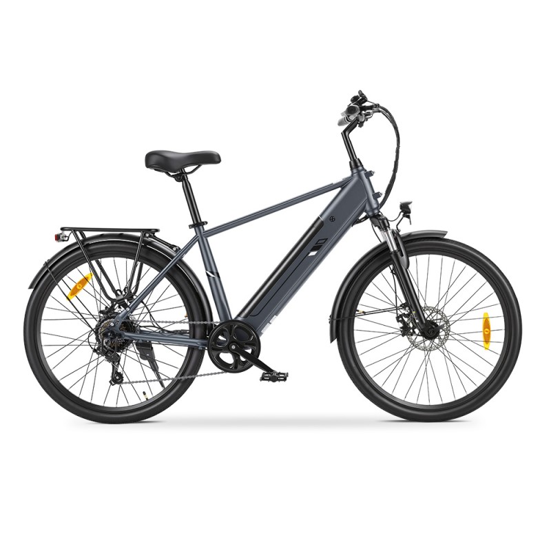 Touroll J2 Rower elektryczny High-Step, silnik 250 W, zasięg 100 km, 7-biegowa przerzutka Shimano – Szary