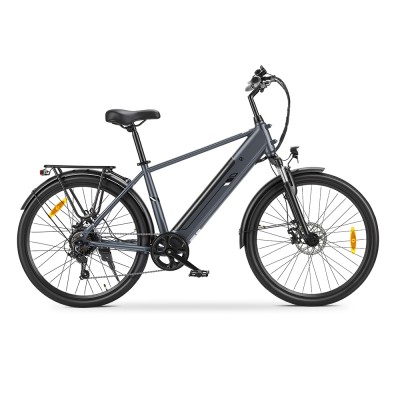 Touroll J2 Rower elektryczny High-Step, silnik 250 W, zasięg 100 km, 7-biegowa przerzutka Shimano – Szary