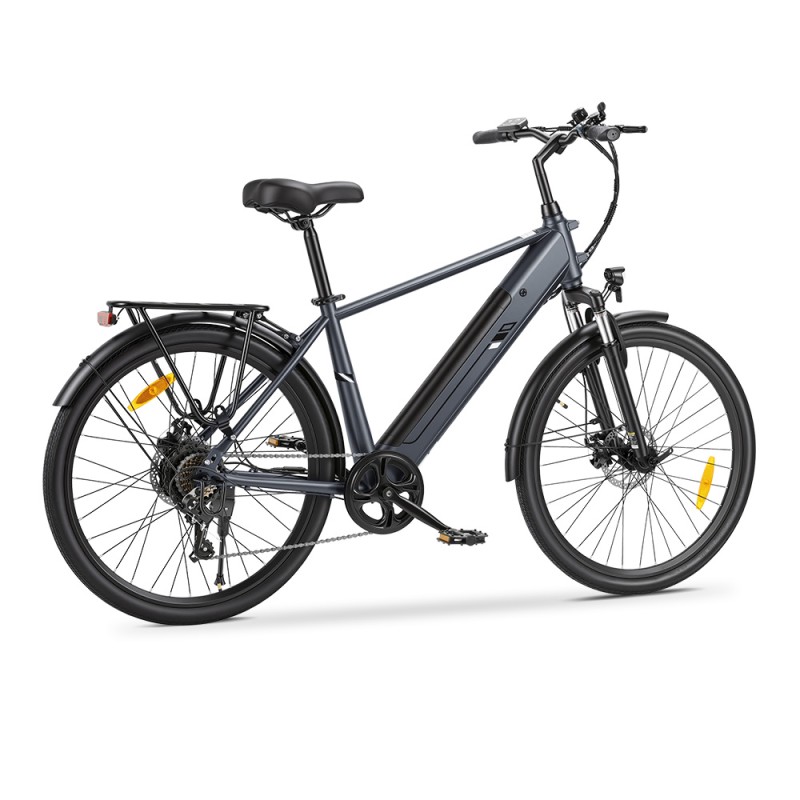 Touroll J2 Rower elektryczny High-Step, silnik 250 W, zasięg 100 km, 7-biegowa przerzutka Shimano – Szary