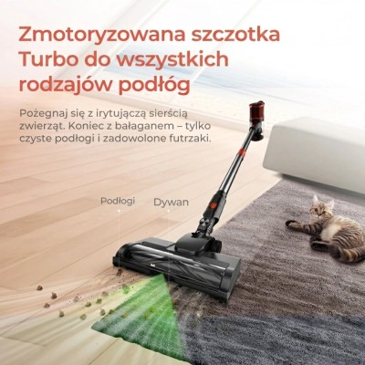 JIGOO C200 Odkurzacz bezprzewodowy  - moc ssania 23KPa, 350W, 2.2kg, pojemność 1,2 l, 5-stopniowa filtracja, 40min pracy czas